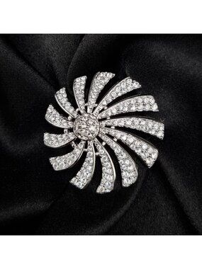 Vintage Early 2000s SWAROVSKI Signed Crystal Swirl Brooch Pin